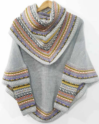 Alpaca Cowl Neck Poncho with Sleeves