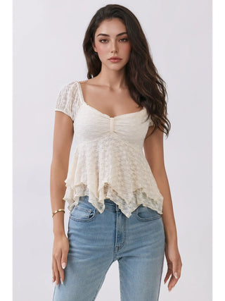 Cap Sleeve Lace Top