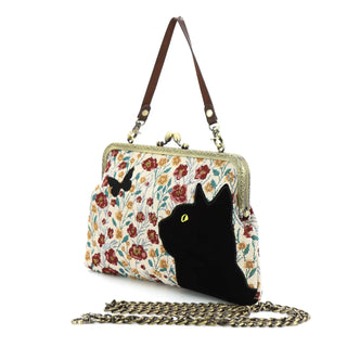 Black Cat & Butterfly Kisslock Purse