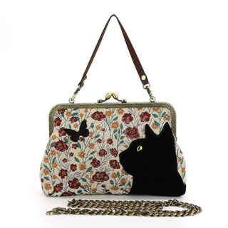Black Cat & Butterfly Kisslock Purse