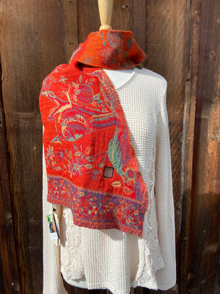 Merino Wool Pointed Scarves in Bird Prints
