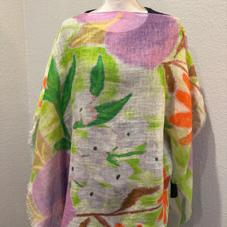 Linen Poncho in Tropical Lavender