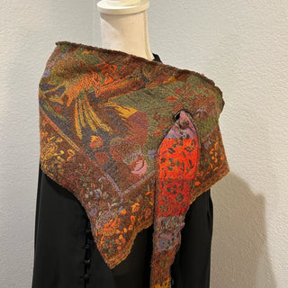 Merino Wool Pointed Scarves in Bird Prints