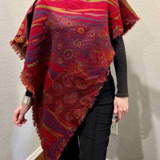 Merino Wool Triangle Shawl in Fuchsia