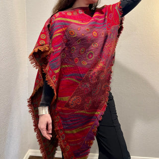 Merino Wool Triangle Shawl in Fuchsia