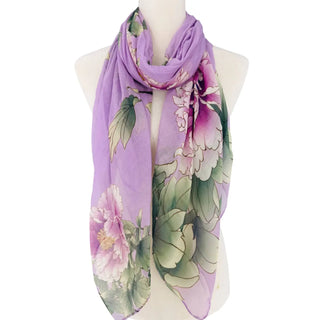 Peony Blooms Scarf in Orchid