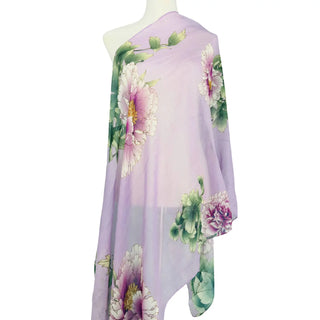 Peony Blooms Scarf in Orchid