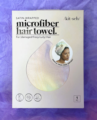 Satin Wrapped Microfiber Hair Towel in Aura