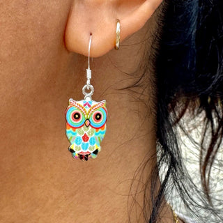 MVB Enameled Owl Earrings