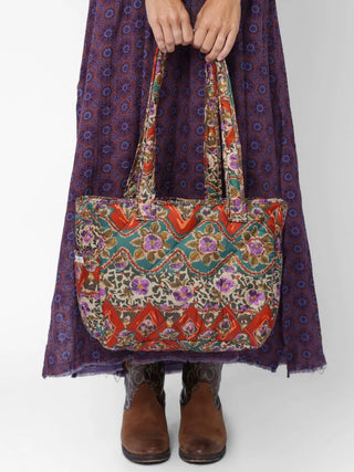 Reversible Puffy Tote Bag w/ Tuscan Border