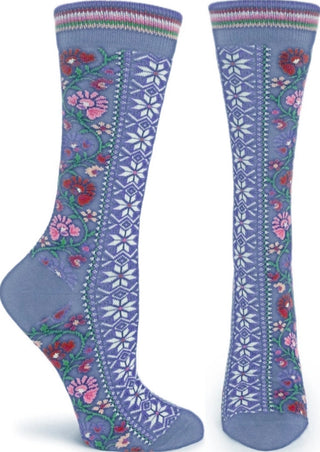 Ozone Womens Floral Ribbon Sock in 2 colors