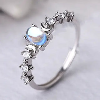 Oval Moonstone Ring in Sterling Silver