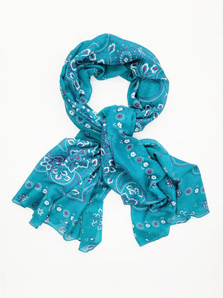 Raj Paisley Print Scarf/Shawl in Teal