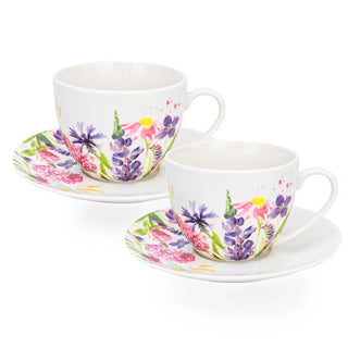 Butterfly Garden Teacup & Saucer- Set of Two