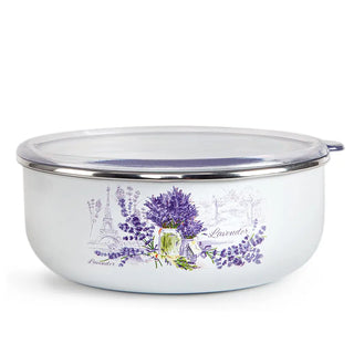 1 Quart Enamel Lavender Storage Bowl w/Lid