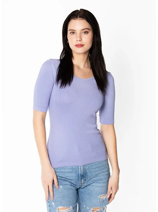 C'est Moi Short Sleeve Ribbed Top in Lavender