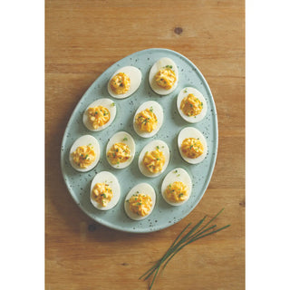 Robin's Egg Stoneware Deviled Egg Tray