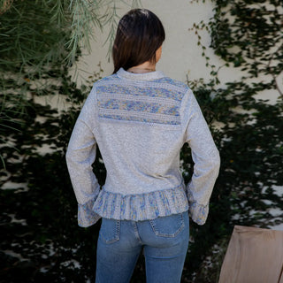 Cozy Knit Shirt Jacket with Ruffle Details