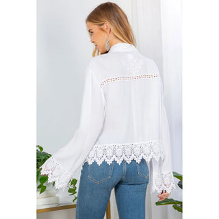 White Lace Trucker Jacket by Young Threads