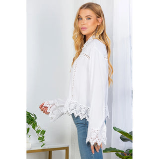 White Lace Trucker Jacket by Young Threads