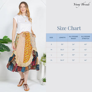 Bohemian Country Ruffled Panel Skirt