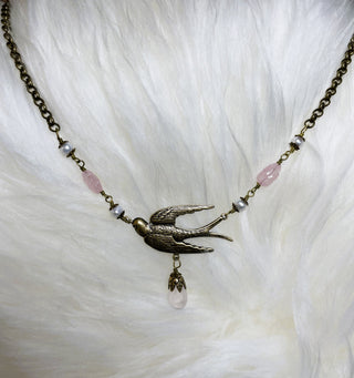 Flyaway Bird Vintage Brass Necklace by NoMonet