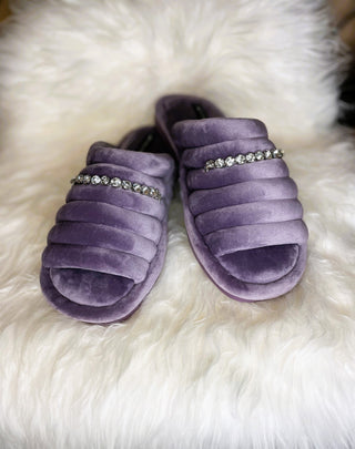 Frankie Velvet Slippers in Lavender